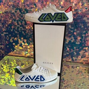 Gucci White Sneakers with Red and Green Ace Loved Men’s Authentic
